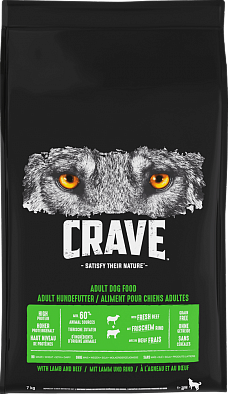 Сухой корм Crave для взрослых собак, говядина/ягненок