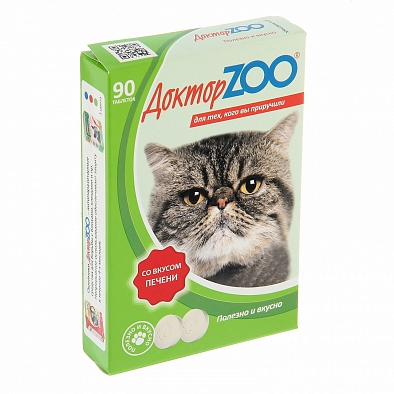 Доктор Zoo м/в Лакомство для кошек Печень 90таб