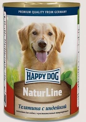 Консервы Happy Dog для взрослых собак, индейка и телятина