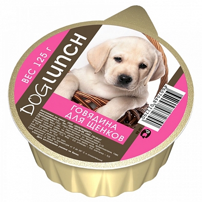 Консервы Dog Lunch для щенков, крем-суфле говядина