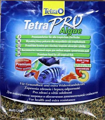 Тетра 149397 TetraPro Algae Корм для декоративных рыб, чипсы 12г